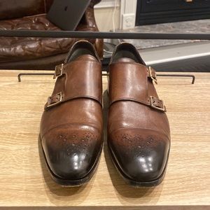 Tom Ford men’s double monk strap shoes in brown size 12.5